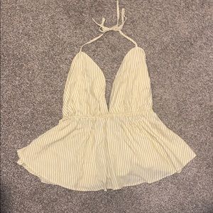 Stripped Yellow Halter Top